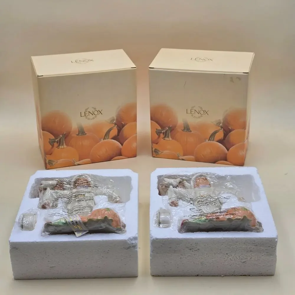 Lenox Occasions Scarecrow Candle Stand Porcelain Set of 2 New in Original Boxes